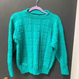 Vintage Leaf Pattern Knit Sweater Size S
